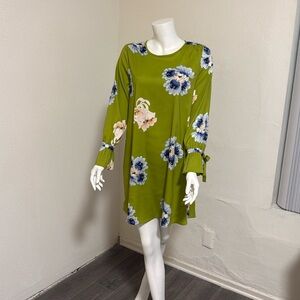 Ann Taylor Loft Womens Back Zip Long Sleeve Floral Mini Dress